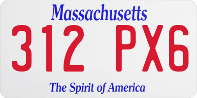 MA license plate 312PX6