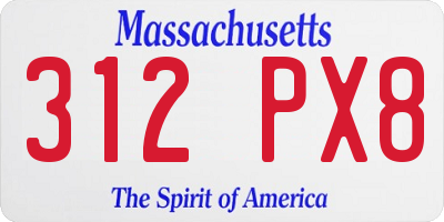 MA license plate 312PX8