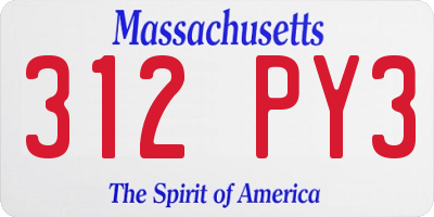 MA license plate 312PY3