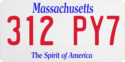 MA license plate 312PY7