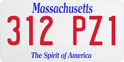 MA license plate 312PZ1