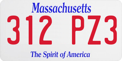 MA license plate 312PZ3