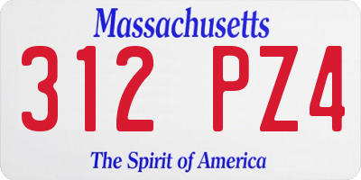MA license plate 312PZ4