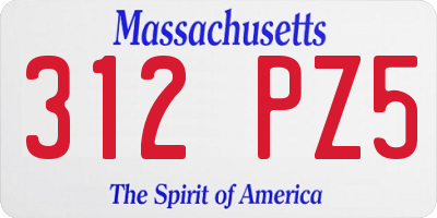 MA license plate 312PZ5