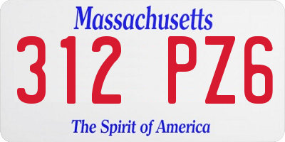 MA license plate 312PZ6