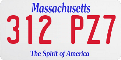 MA license plate 312PZ7