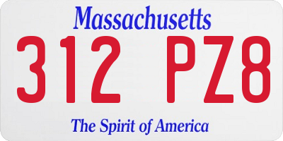 MA license plate 312PZ8
