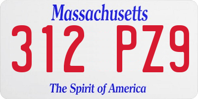 MA license plate 312PZ9