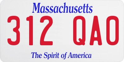 MA license plate 312QA0