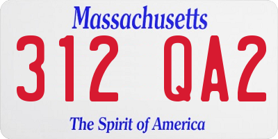 MA license plate 312QA2