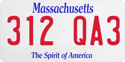 MA license plate 312QA3
