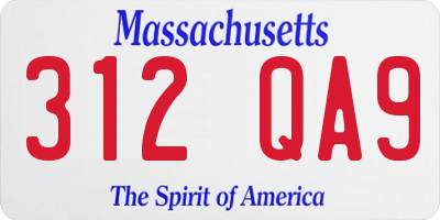 MA license plate 312QA9