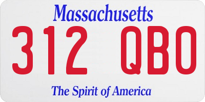 MA license plate 312QB0