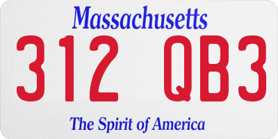 MA license plate 312QB3