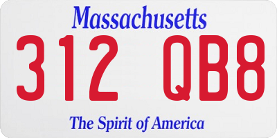 MA license plate 312QB8
