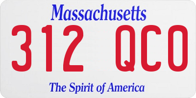 MA license plate 312QC0