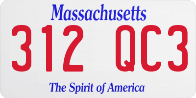 MA license plate 312QC3