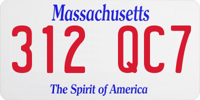 MA license plate 312QC7