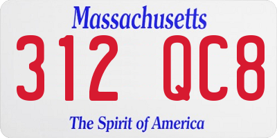 MA license plate 312QC8