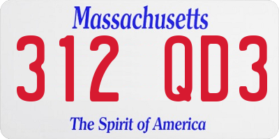 MA license plate 312QD3