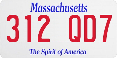 MA license plate 312QD7
