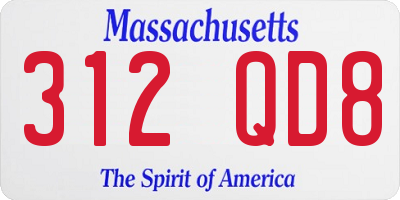 MA license plate 312QD8