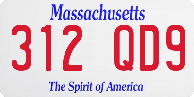 MA license plate 312QD9