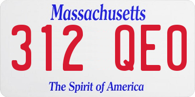 MA license plate 312QE0