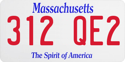 MA license plate 312QE2