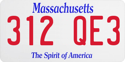 MA license plate 312QE3
