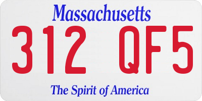 MA license plate 312QF5
