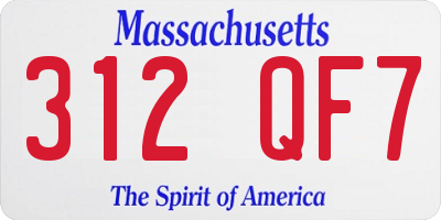 MA license plate 312QF7