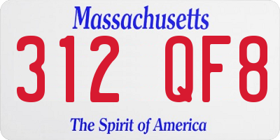 MA license plate 312QF8
