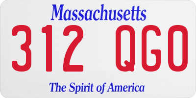 MA license plate 312QG0