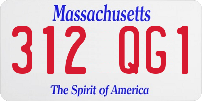 MA license plate 312QG1