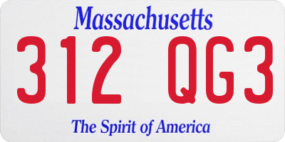 MA license plate 312QG3