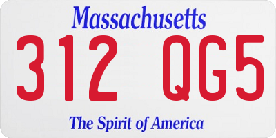 MA license plate 312QG5