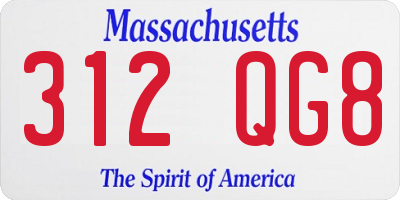 MA license plate 312QG8