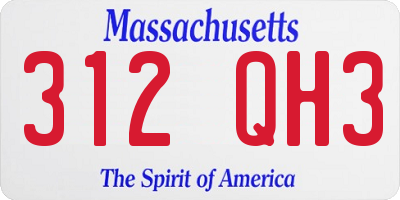 MA license plate 312QH3
