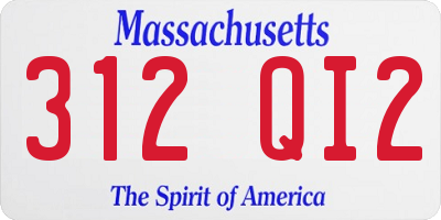 MA license plate 312QI2
