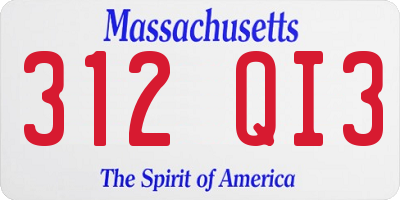 MA license plate 312QI3