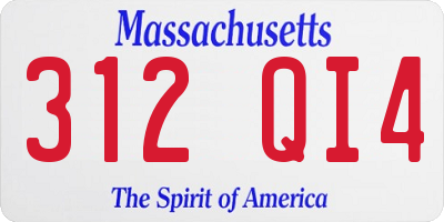 MA license plate 312QI4