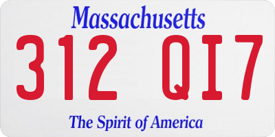 MA license plate 312QI7
