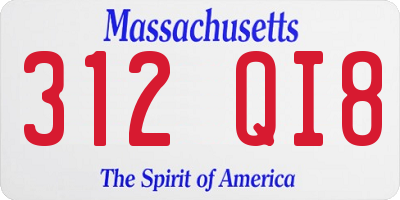 MA license plate 312QI8