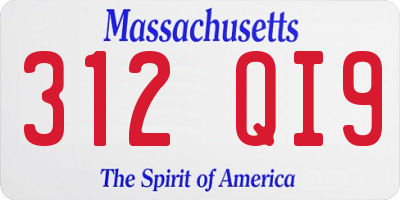 MA license plate 312QI9