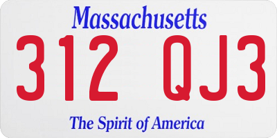 MA license plate 312QJ3