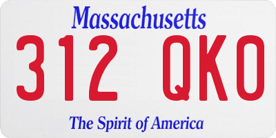 MA license plate 312QK0