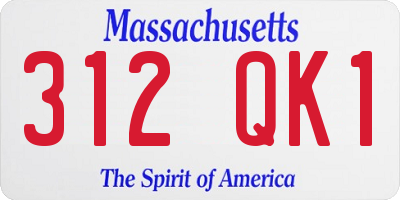 MA license plate 312QK1