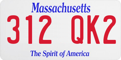 MA license plate 312QK2