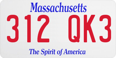 MA license plate 312QK3